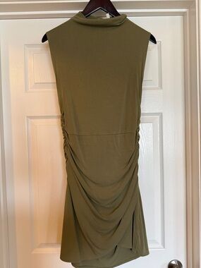 Aritzia - Wilfred Olive Green Sleeveless Ruched Midi Dress